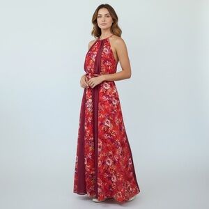 Modcloth Floral Maxi Dress in Red and Pink